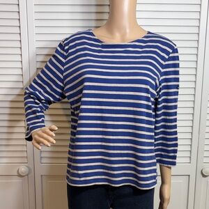 Saint James Navy and White Striped Long Sleeve Nautical Top Size 12